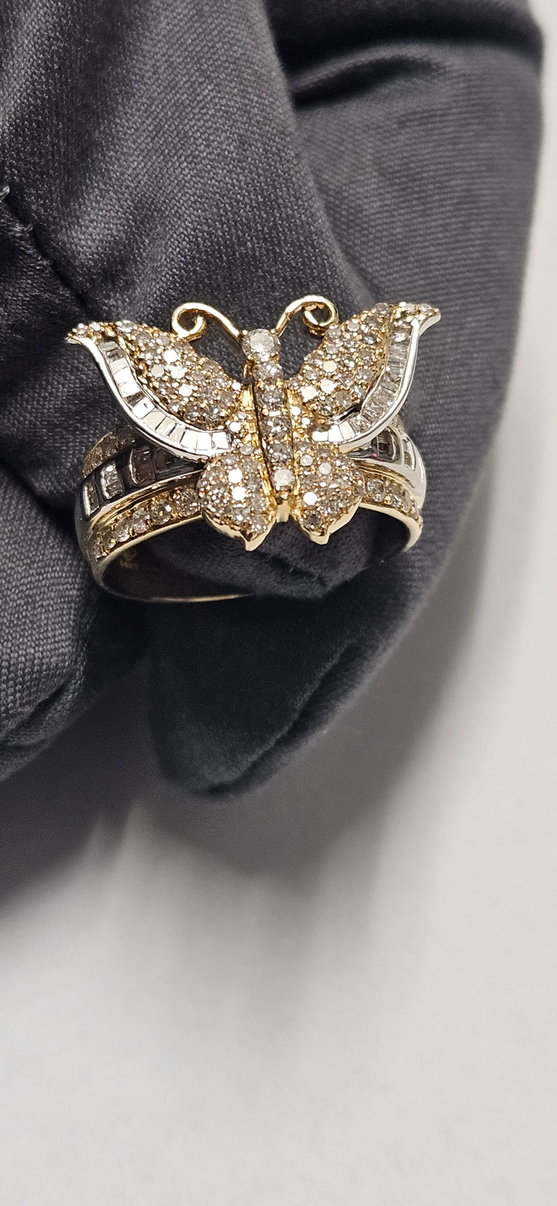 Large Diamond Butterfly Ring 14kt