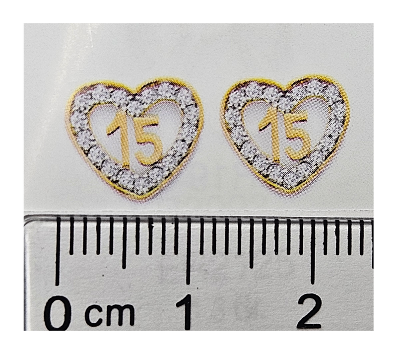 15 anos stud earrings 14kt /cz