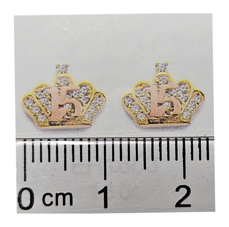 Crown earrings 15anos 14kt/cz