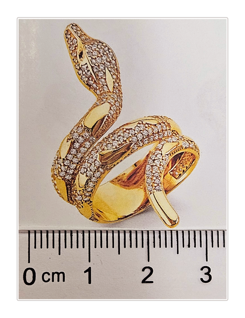 Large snake ring 14kt/cz