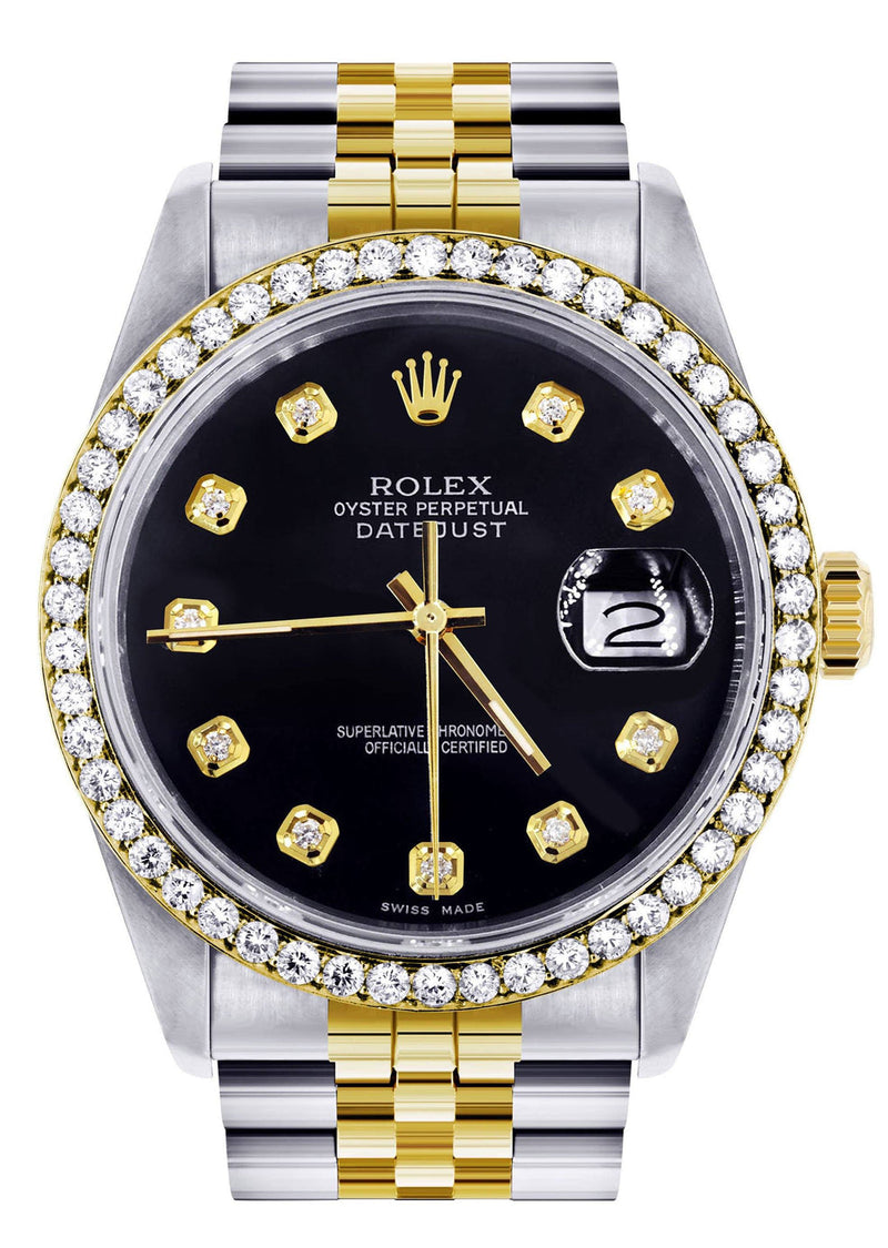 Gold Rolex Datejust Watch 16233 for Men | 36Mm | Black Dial | Jubilee Band