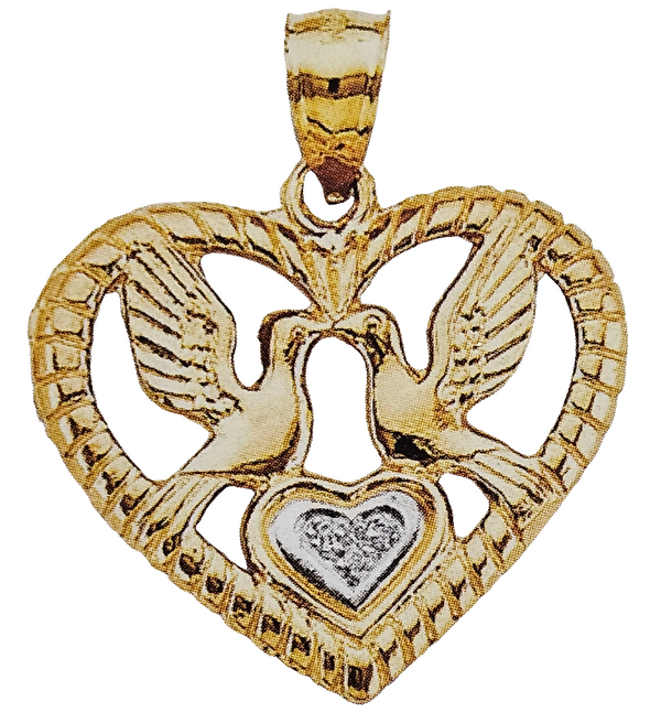 14kt dove heart pendant