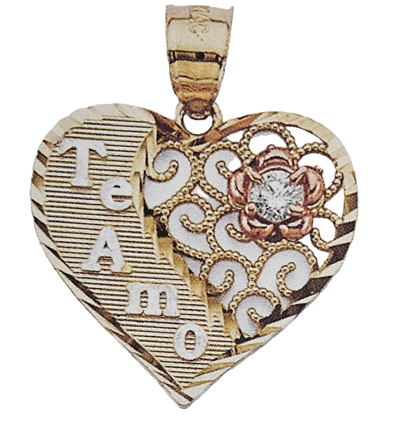 14kt Te Amo heart pendant with cubiczirconia