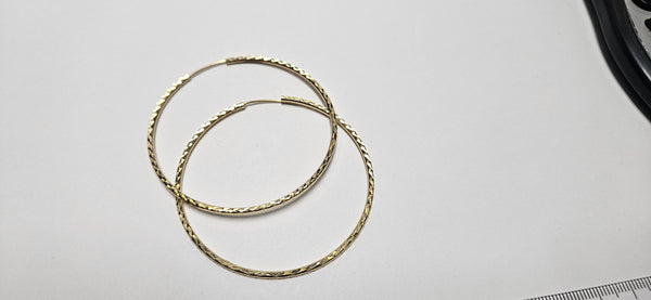 14kt large diamond cut hoops