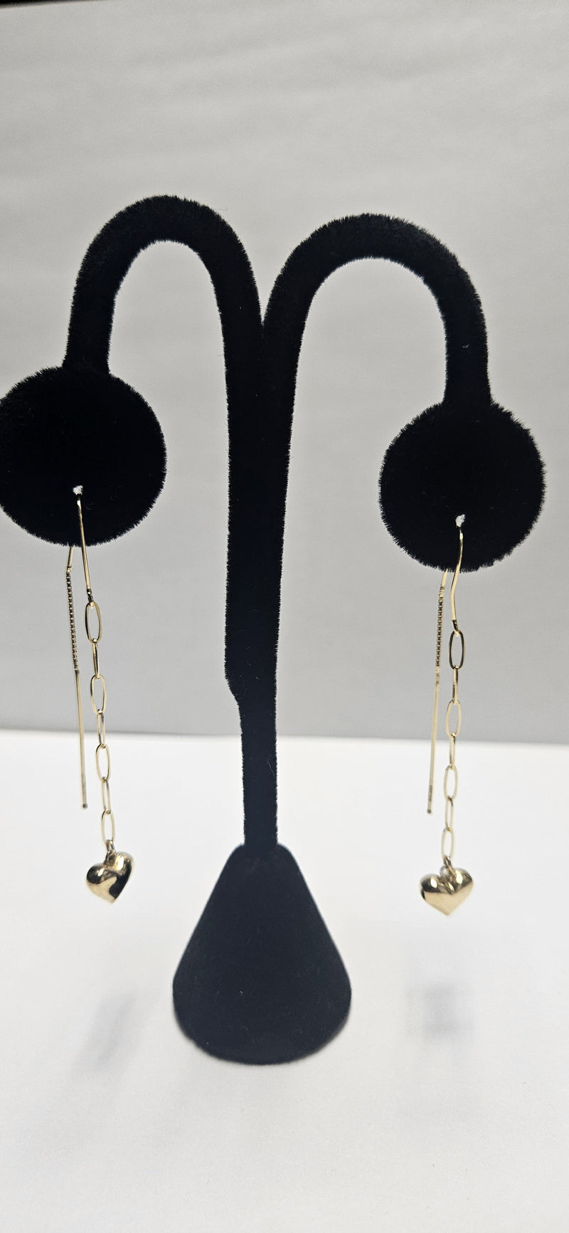 14kt heart dangle earrings