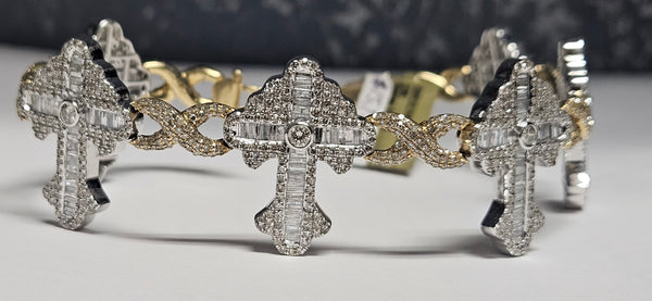 Mens cross bracelet Natural diamonds 💎 10kt