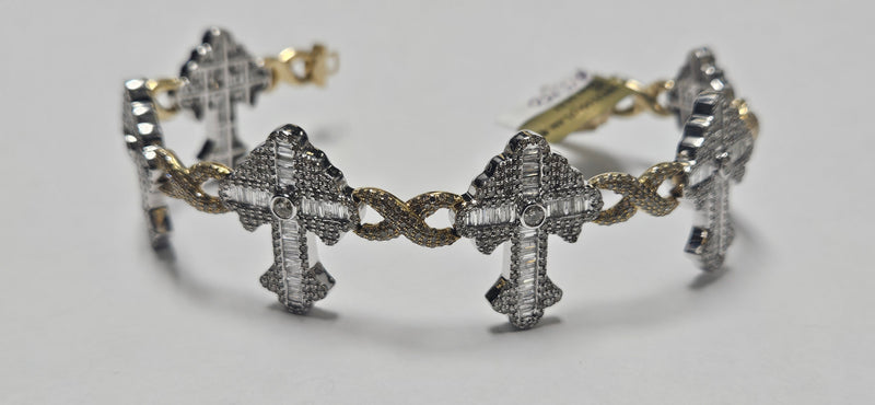 Mens cross bracelet Natural diamonds 💎 10kt