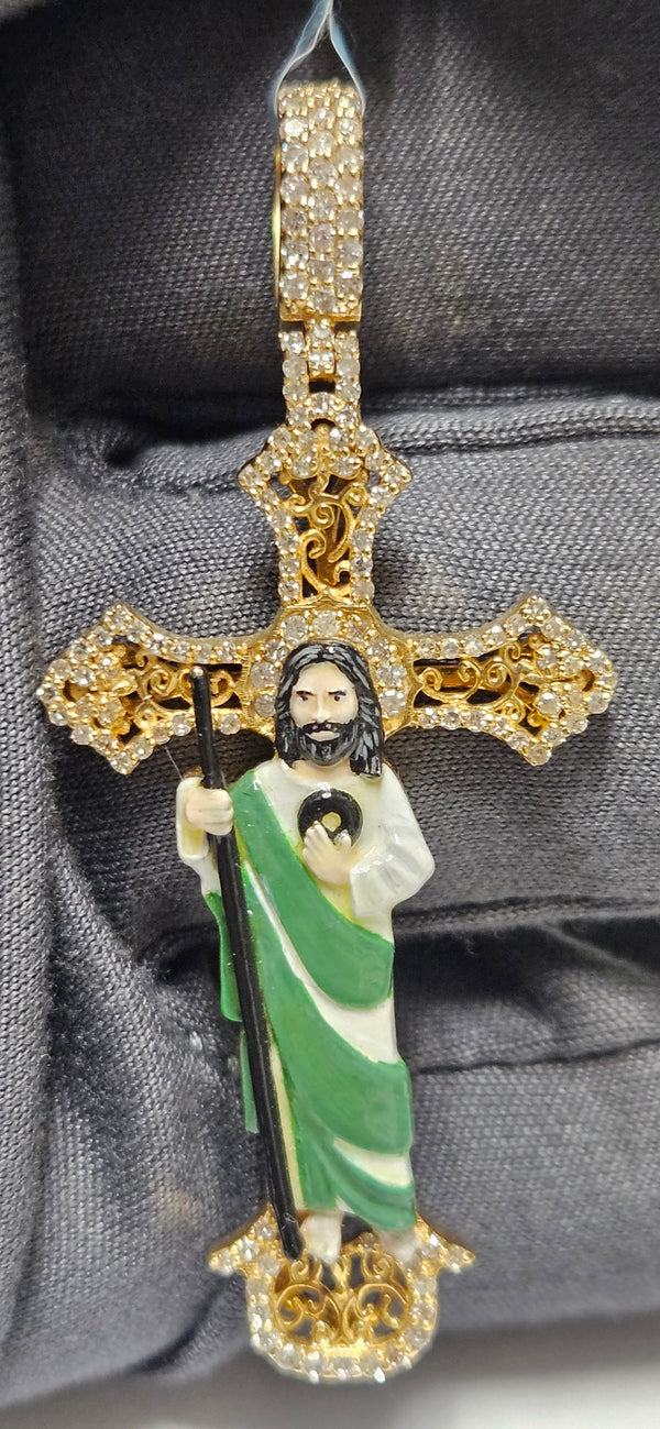 14kt Sanjudas cross 14k/Natural diamonds 💎