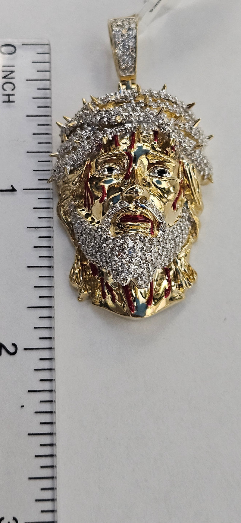 Jesus pendant with enamel 10k/ natural diamonds 💎