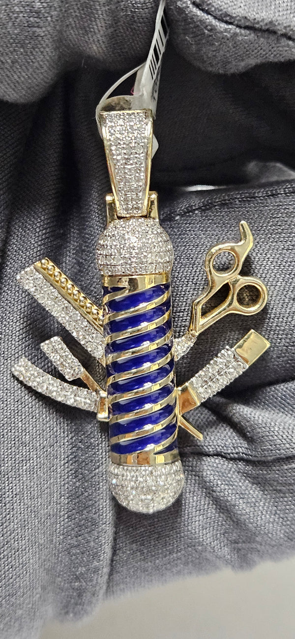 Barbershop pendant 10kt/natural diamond