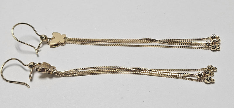 14kt butterfly long earrings