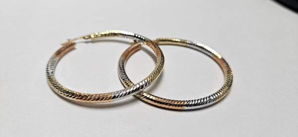 14kt try color hoops