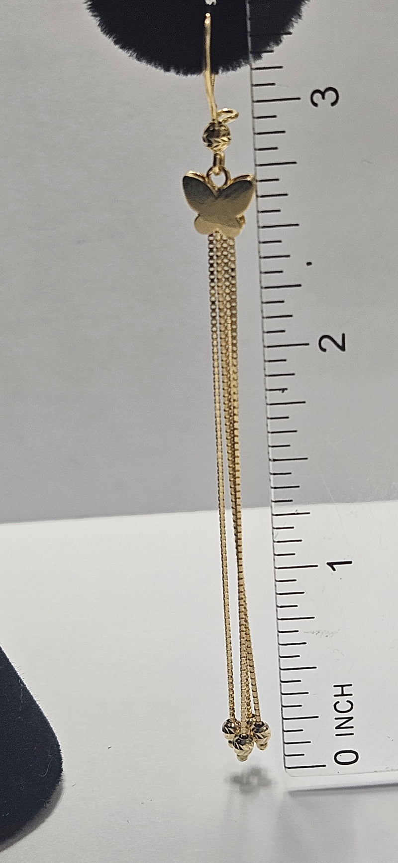 14kt butterfly long earrings