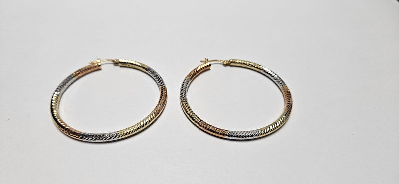 14kt try color hoops