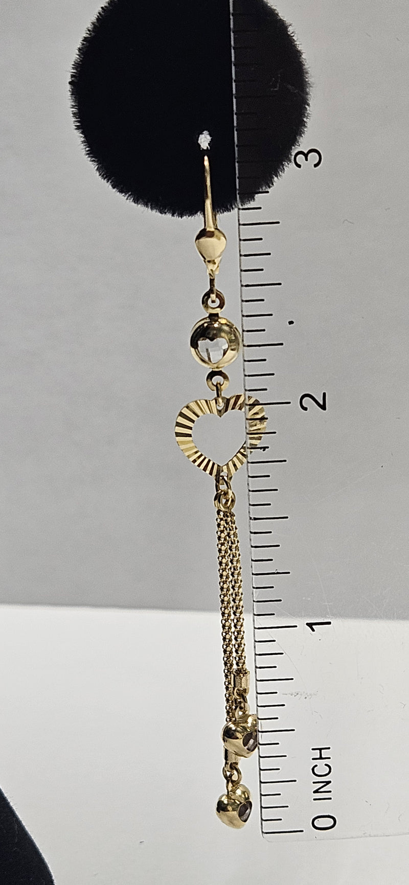 14kt heart dangle earrings with cubiczirconia