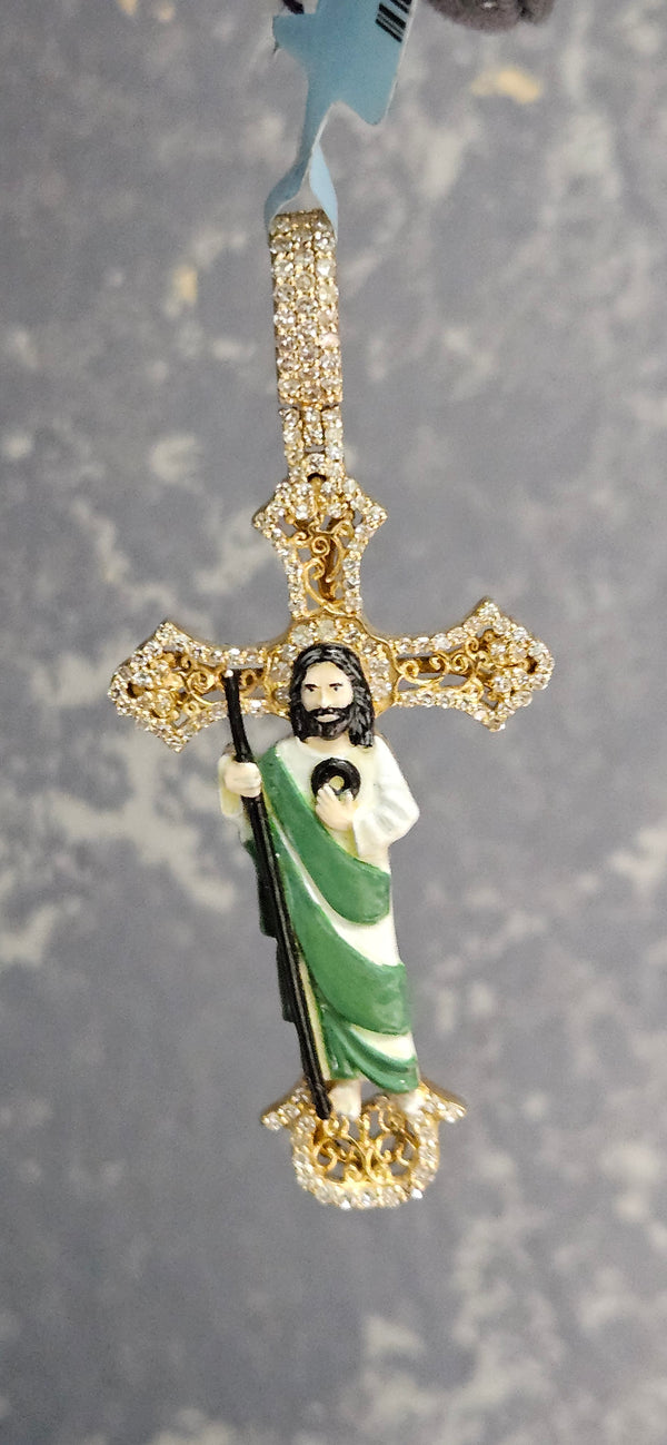 14kt Sanjudas cross 14k/Natural diamonds 💎