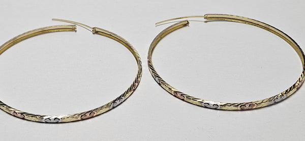 14kt XL large heart hoops