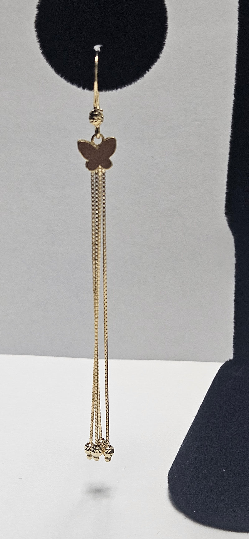 14kt butterfly long earrings