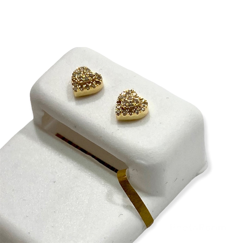 Orecchini A Cuore Con Diamanti 10K Oro Massiccio 0.10 Ct Per Donne E Ragazze, Confezione Regalo Di Lusso Con Custodia In Velluto