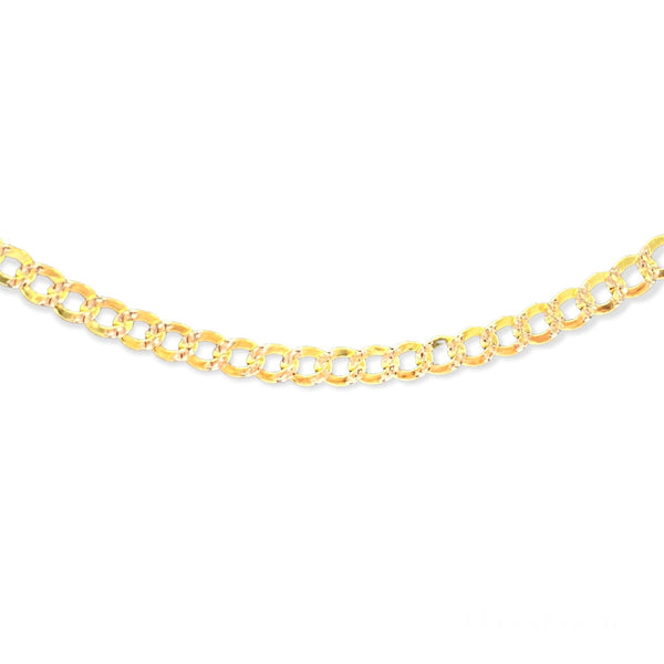 14k Gold Curb Pavé Semi-Solid Necklace 5.0mm 22"