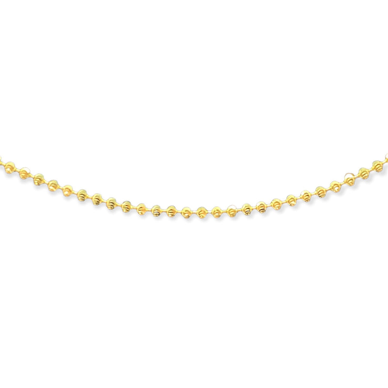 14K Gold Beaded Moon-Cut Necklace 1.9mm 20"