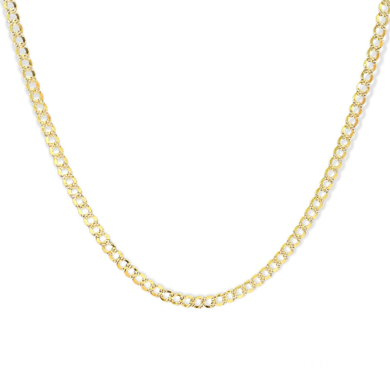 14k Gold Curb Pavé Semi-Solid Necklace 5.0mm 22"